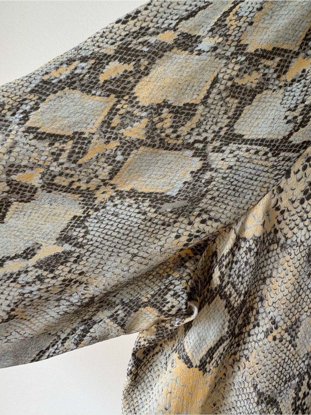 Lafayette 148 New York Snake-Print Button-Down Blouse in Yellow and Gray - Picture 6 of 16